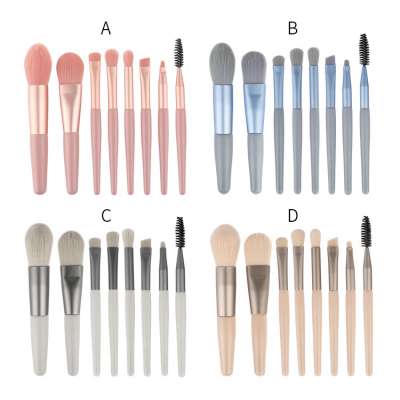 New Product Wood Handle Mini 8 Pcs Makeup Brush Set for Travel