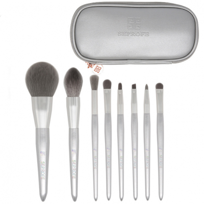 12 Pcs/8 Pcs Silver Wood Handle Makeup Brush Set Make Up Brushes with Case